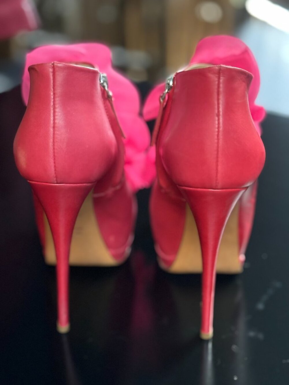 Giuseppe Zanotti Platform Heels Size 38 | 6" Heel | Rose Colour Leather/Fabric - Picture 3 of 3